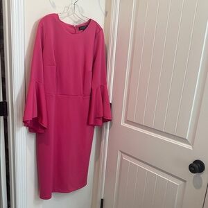 Eloquii Fuchsia Long Flared Sleeve Dress